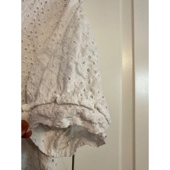 Draper James‎ Ladies V-Neck Puff Short Sleeve Top White Eyelet Size XXL - Picture 6 of 8